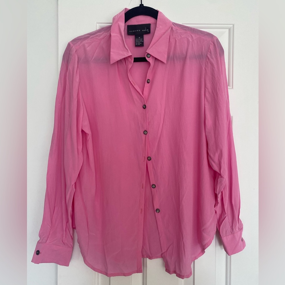 Semi-Sheer Pink Button Down